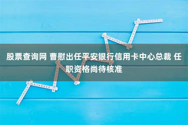 股票查询网 曹慰出任平安银行信用卡中心总裁 任职资格尚待核准