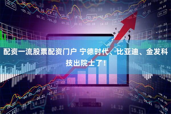 配资一流股票配资门户 宁德时代、比亚迪、金发科技出院士了！
